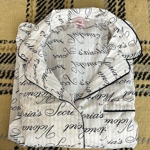 Victorias Secret pajamas with script logo writing, nwt, pink and black medium